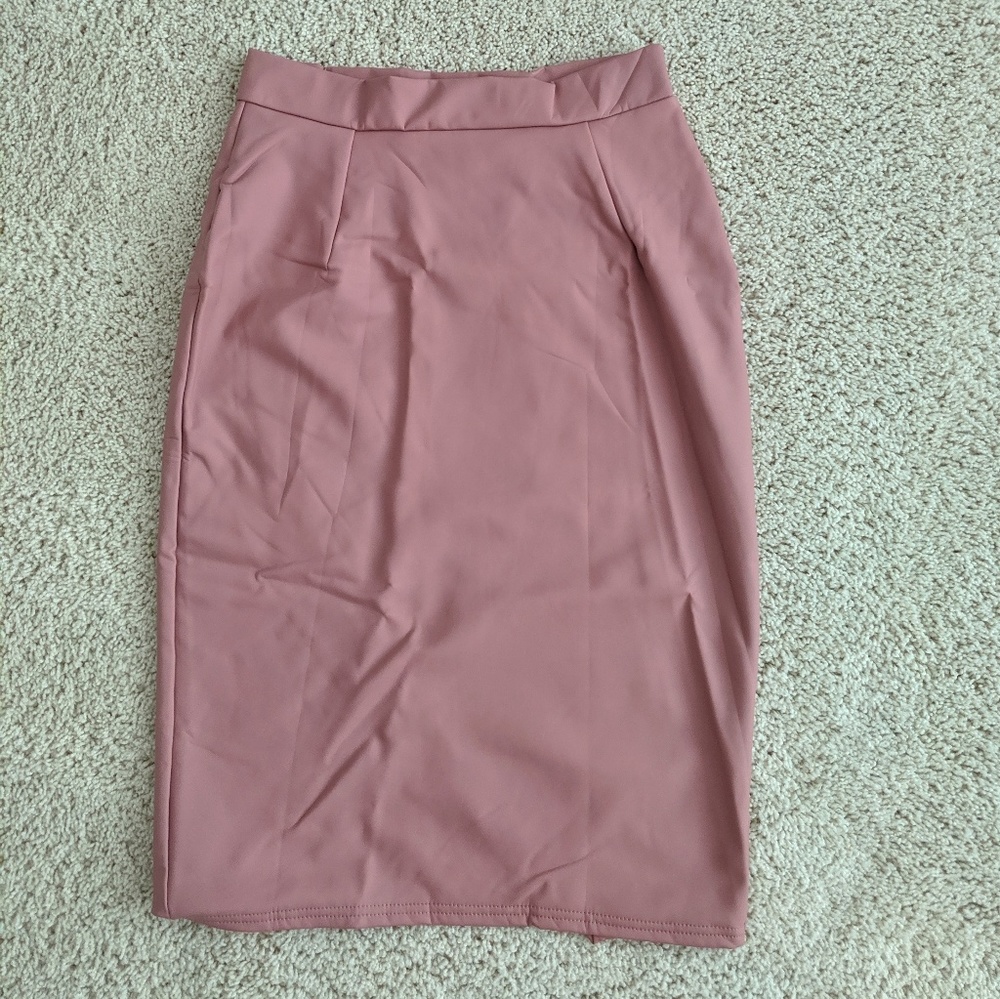 🆕 🌹Pink Petal Vegan Leather Wrap Midi Skirt🌹 - Picture 5 of 5